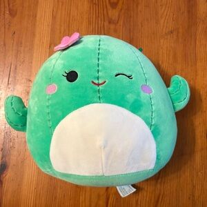 Squishmallows Green Plush with Pink Flower
